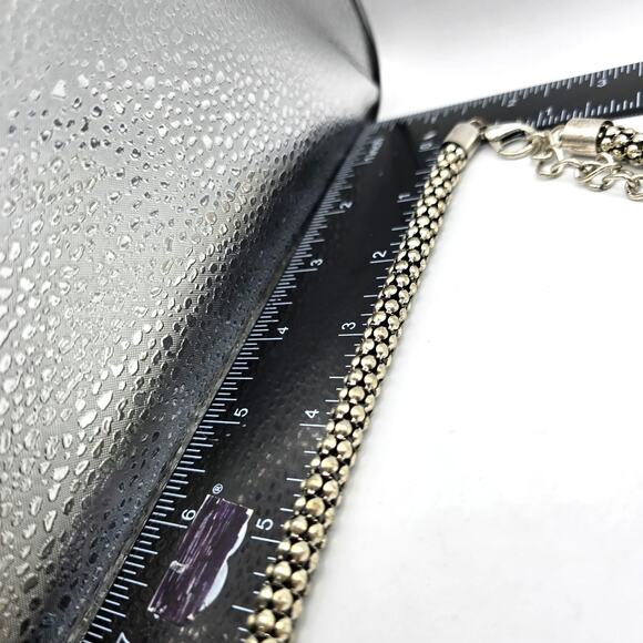 CG Necklace Beaded Tube Popcorn Caviar Woven Chain Silver Tone Single Strand 16" - Picture 6 of 9